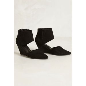Anthropologie Pied Juste Black Suede Wedges